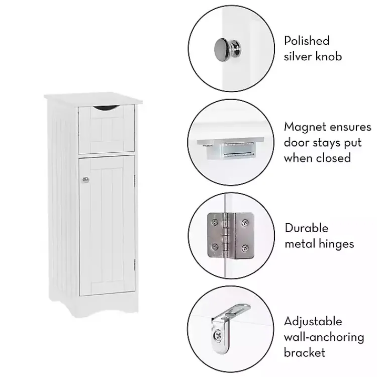 Bathroom Furniture-Kirklands Home Slim Single Door Cabinet with Drawer White