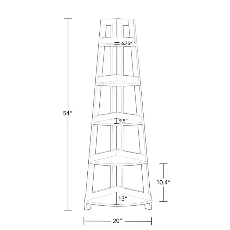 Bathroom Furniture-Kirklands Home White 5-Tier Corner Ladder Shelves