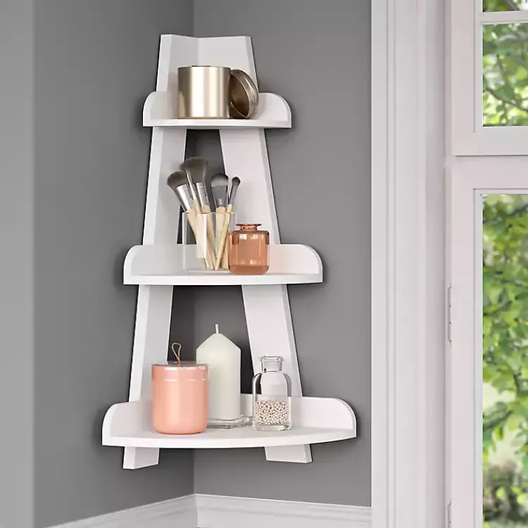 Shelves-Kirklands Home White Corner Ladder Shelf
