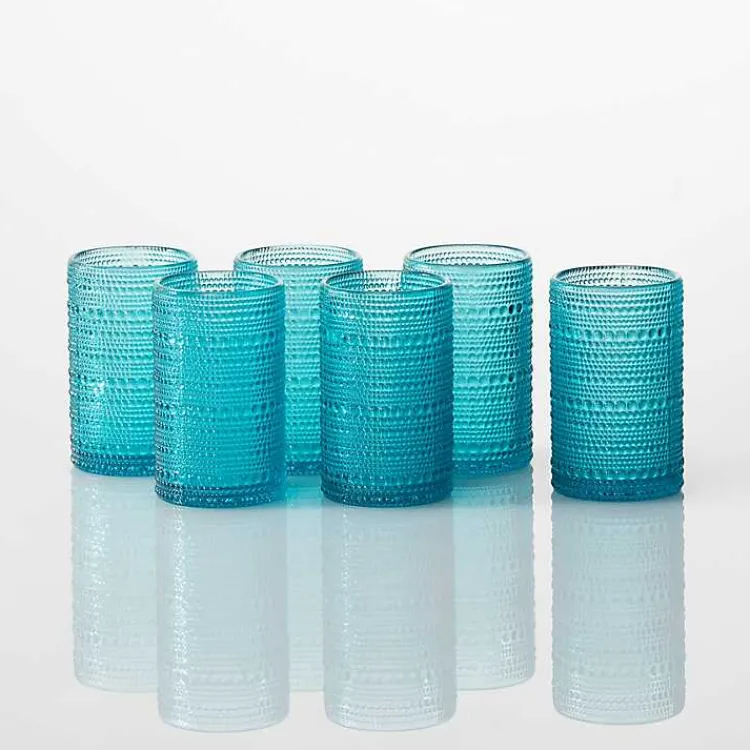 Glassware & Drinkware-Kirklands Home Fortessa Lagoon Bead Tall Glasses, Set of 6 Blue