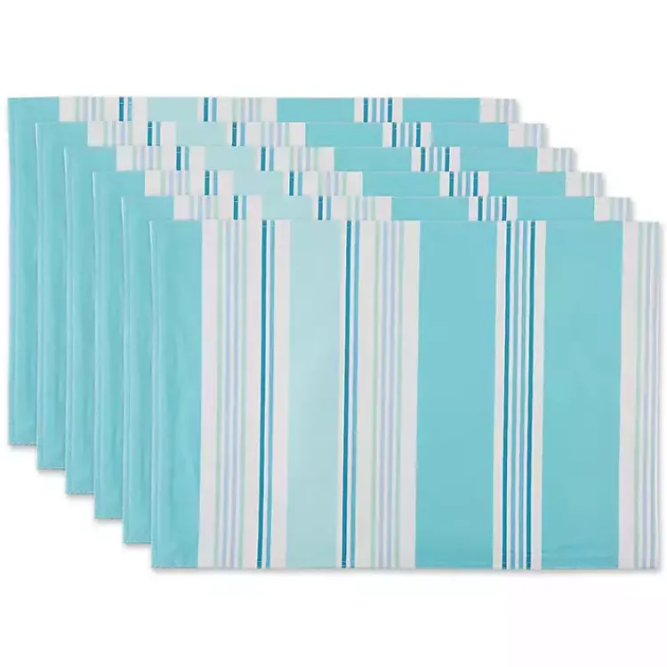 Outdoor Dining-Kirklands Home Blue Beach House Stripe Placemats, Set of 6