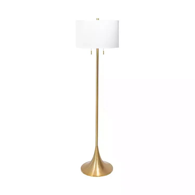Floor Lamps-Kirklands Home Gold Sleek Modern Floor Lamp White