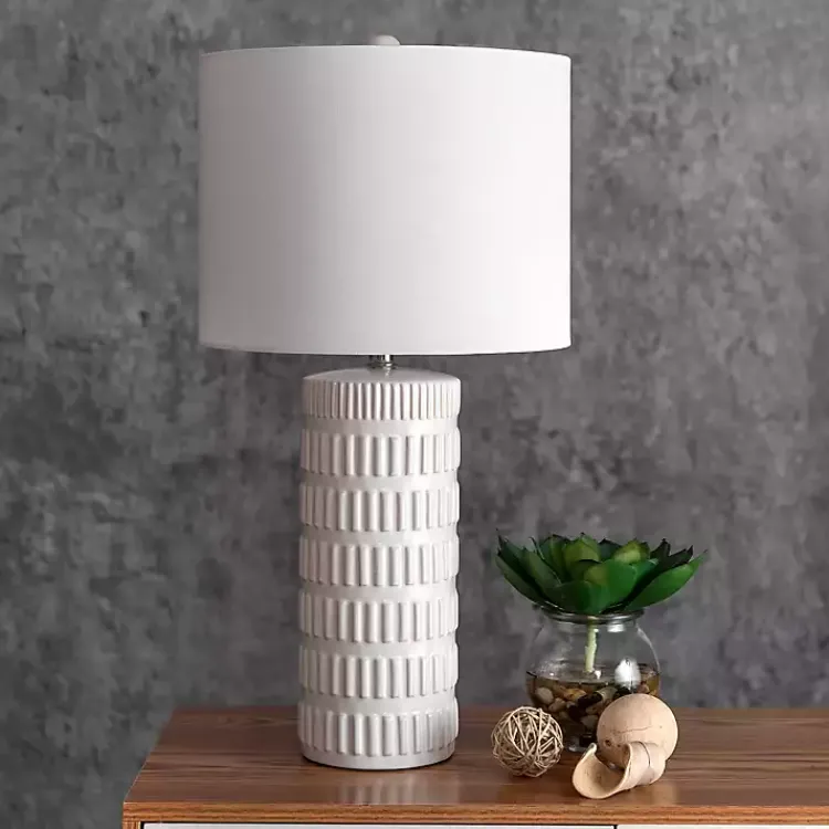 Table Lamps-Kirklands Home Textured Ceramic Table Lamp White