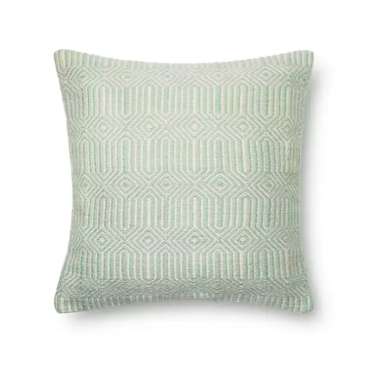 Outdoor Cushions & Pillows-Kirklands Home Aquamarine Woven Geometric Outdoor Throw Pillow Green