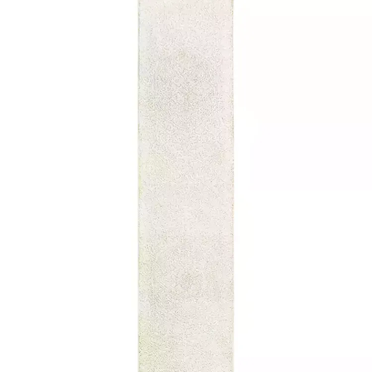 Area Rugs-Kirklands Home Cream Francesca Woven Shag Runner, 3x5 Ivory