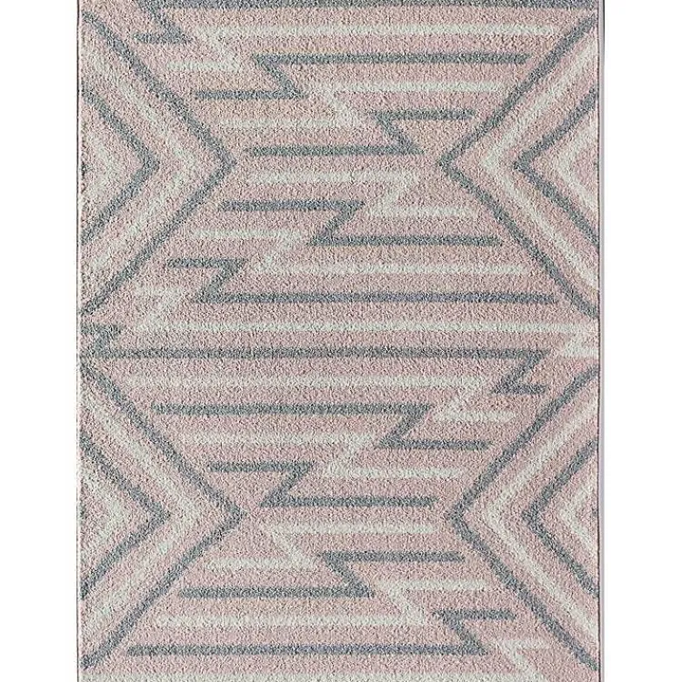 Area Rugs-Kirklands Home Pink and Gray Zigzag Area Rug, 8x10