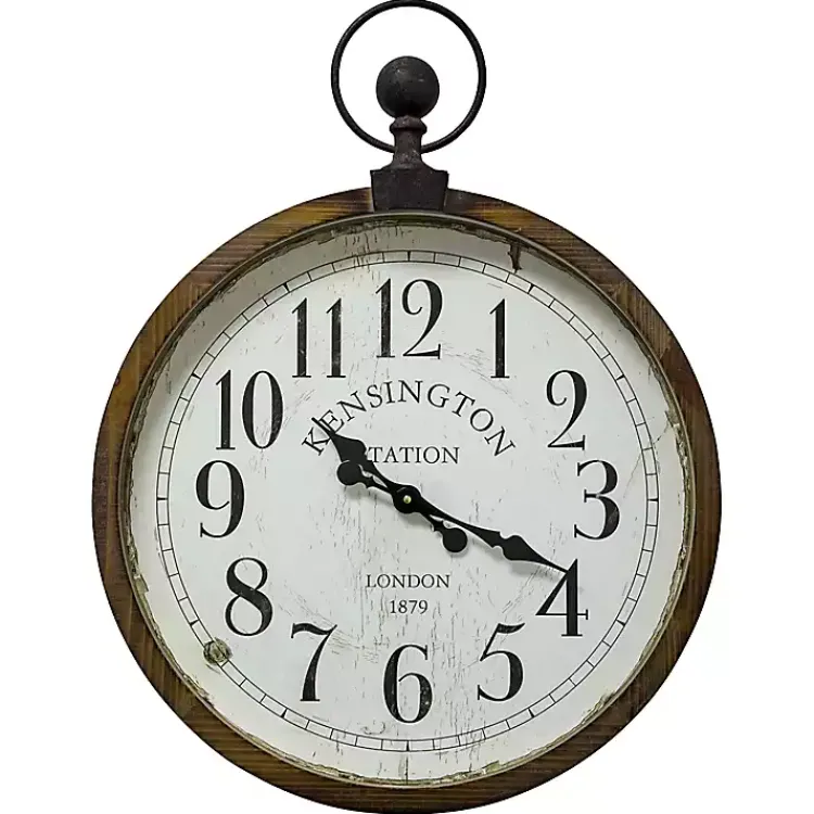 Clocks-Kirklands Home Bronze Kensington Station Pocket Wall Clock