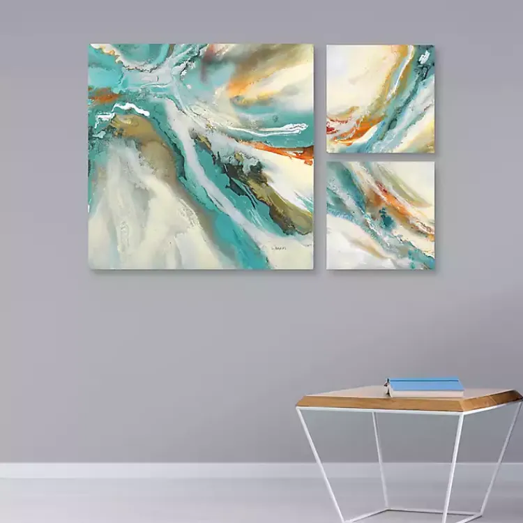 Canvas Art-Kirklands Home Striations I, II & III Canvas Art Prints, Set of 3 Blue