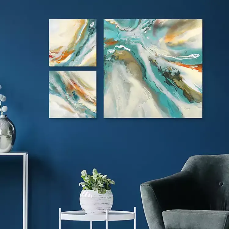 Canvas Art-Kirklands Home Striations I, II & III Canvas Art Prints, Set of 3 Blue