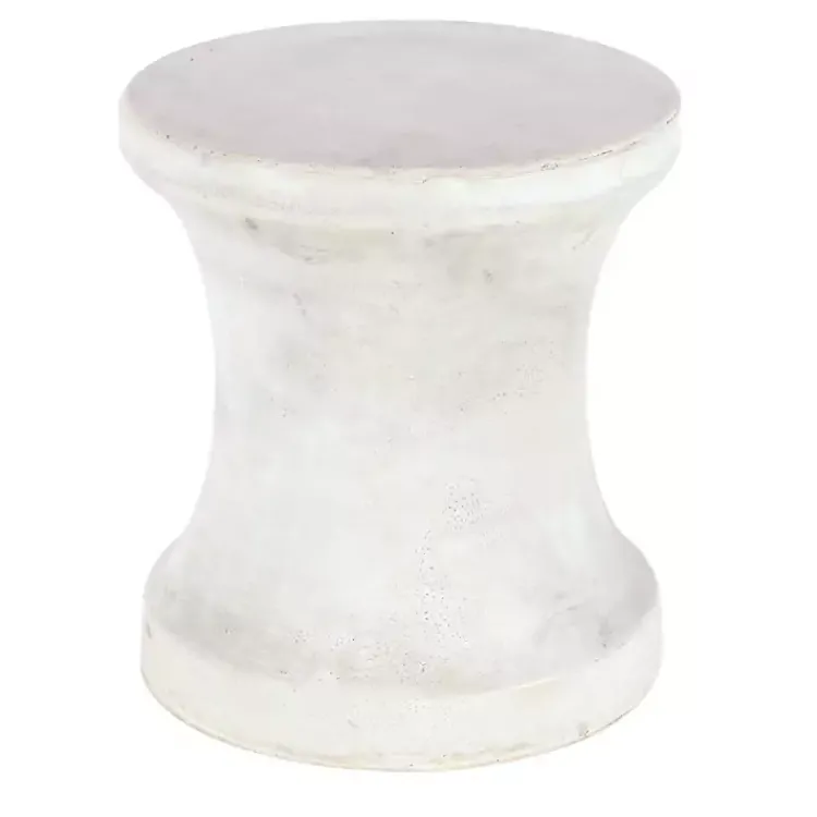 Outdoor Tables-Kirklands Home Clay Hourglass Accent Table White
