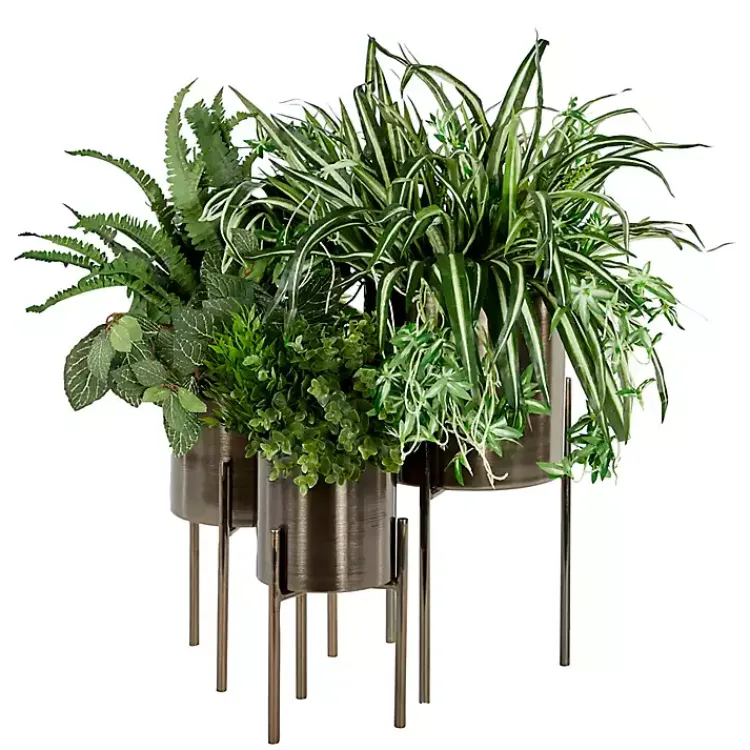 Planters-Kirklands Home Metallic Modern Iron Planters, Set of 3 Black