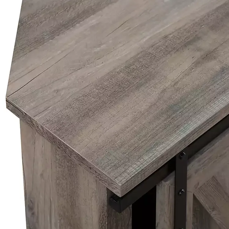 Tv Stands & Media Consoles-Kirklands Home Sliding Barn Doors Corner TV Stand Gray