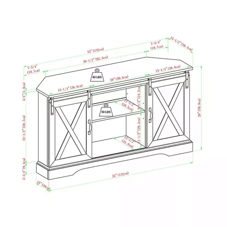 Tv Stands & Media Consoles-Kirklands Home Sliding Barn Doors Corner TV Stand Gray