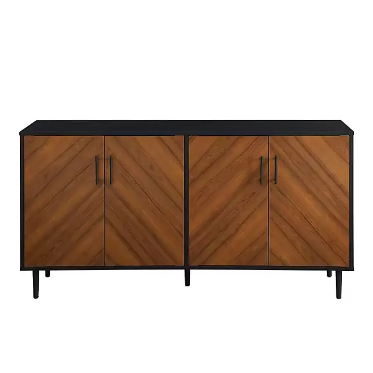 Tv Stands & Media Consoles-Kirklands Home Acorn and Black Chevron Door TV Stand Brown