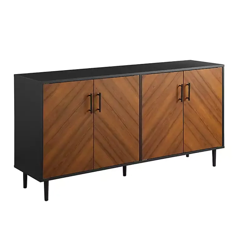 Tv Stands & Media Consoles-Kirklands Home Acorn and Black Chevron Door TV Stand Brown