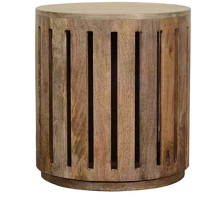 Accent & End Tables-Kirklands Home Round Mango Wood Drum Accent Table