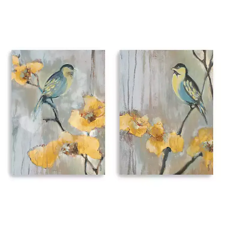 Canvas Art-Kirklands Home Bluebirds and Blossoms Canvas Art Prints, Set of 2