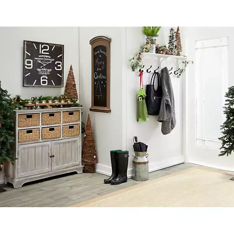 Clocks-Kirklands Home Black Distressed Wood Face Square Clock