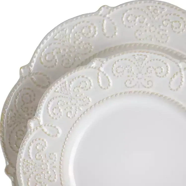 Dinnerware-Kirklands Home Embossed Scalloped 16-pc. Dinnerware Set White