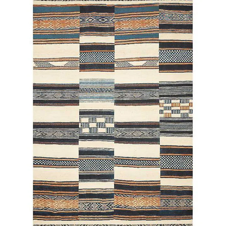 Outdoor Rugs-Kirklands Home Ivory and colored Tribal Outdoor Rug, 5x7 Multi