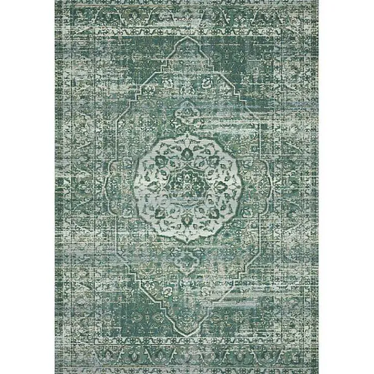 Outdoor Rugs-Kirklands Home Mist Tribal Medallion Outdoor Rug, 5x7 Green