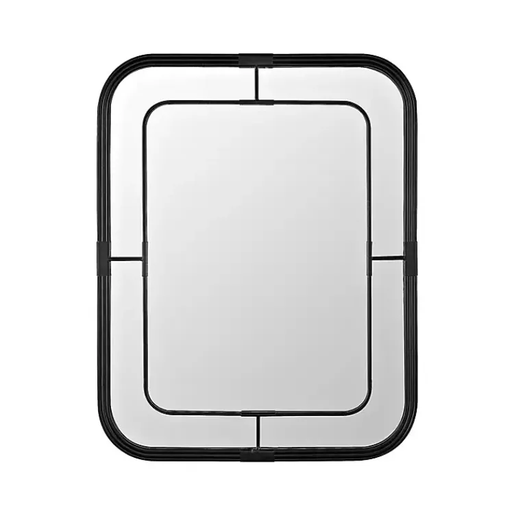 Decorative Mirrors-Kirklands Home Black Metal Rounded Corner Frame Wall Mirror