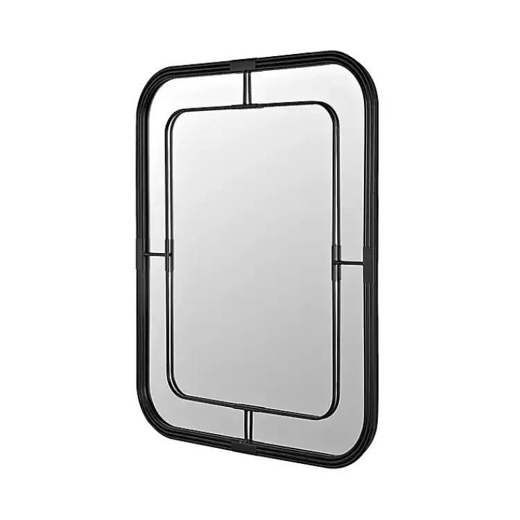 Decorative Mirrors-Kirklands Home Black Metal Rounded Corner Frame Wall Mirror