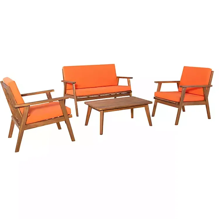 Outdoor Sets-Kirklands Home 4-pc. Acacia Wood Outdoor Living Set Orange