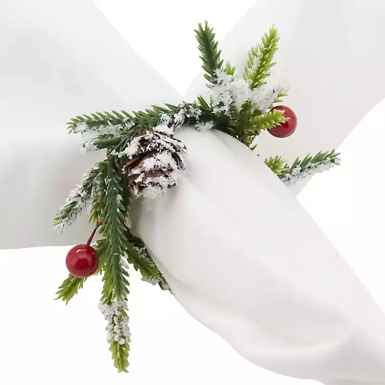 Table Linens-Kirklands Home Pineberry Christmas Wreath Napkin Rings, Set of 4