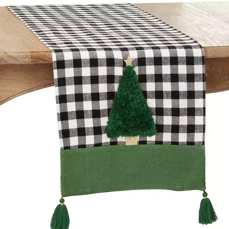 Table Linens-Kirklands Home Black Buffalo Check Christmas Tree Table Runner