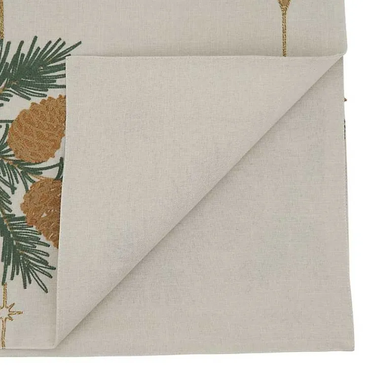 Table Linens-Kirklands Home Natural Embroidered Pinecone Table Runner