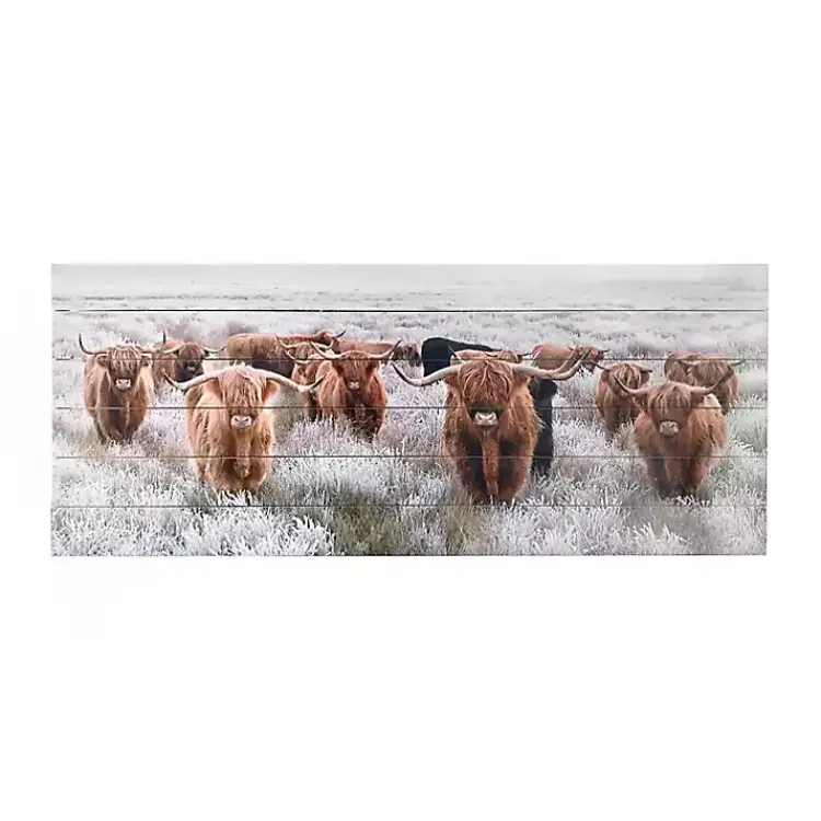 Wall Plaques-Kirklands Home Highland Herd Wood Art Print, 45x19 in.
