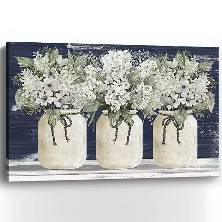 Canvas Art-Kirklands Home White Floral Trio Giclee Canvas Art Print