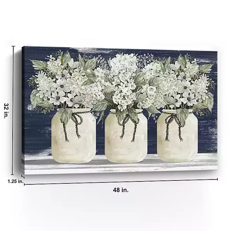 Canvas Art-Kirklands Home White Floral Trio Giclee Canvas Art Print