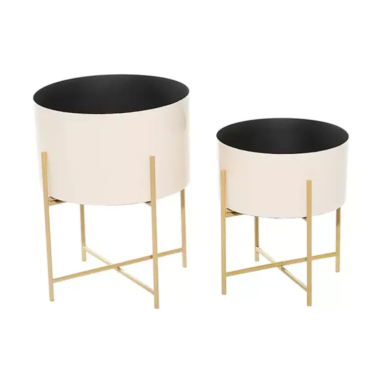 Planters-Kirklands Home Peach Iron X-Base Planters, Set of 2