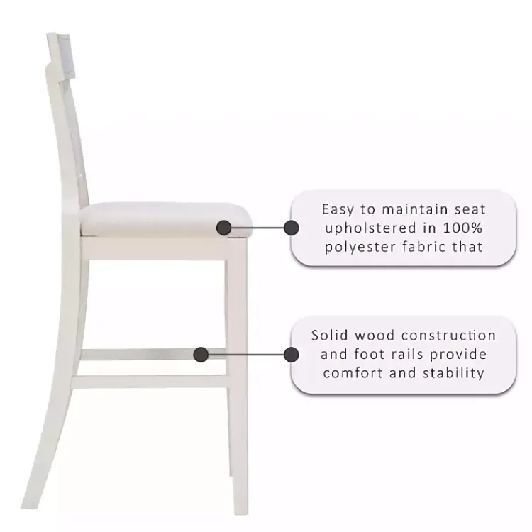 Bar Stools & Counter Height Stools-Kirklands Home Wood and Rattan Upholstered Bar Stool White