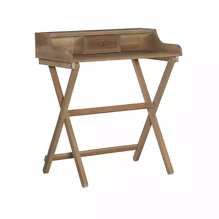 Office Furniture-Kirklands Home Rustic Wooden Folding Desk Brown