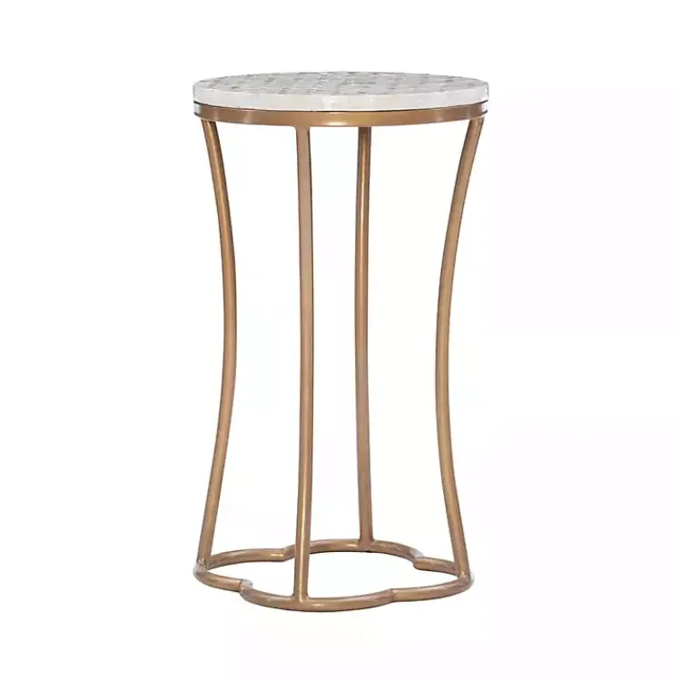 Accent & End Tables-Kirklands Home Gold Metal and Capiz Shell Top Accent Table