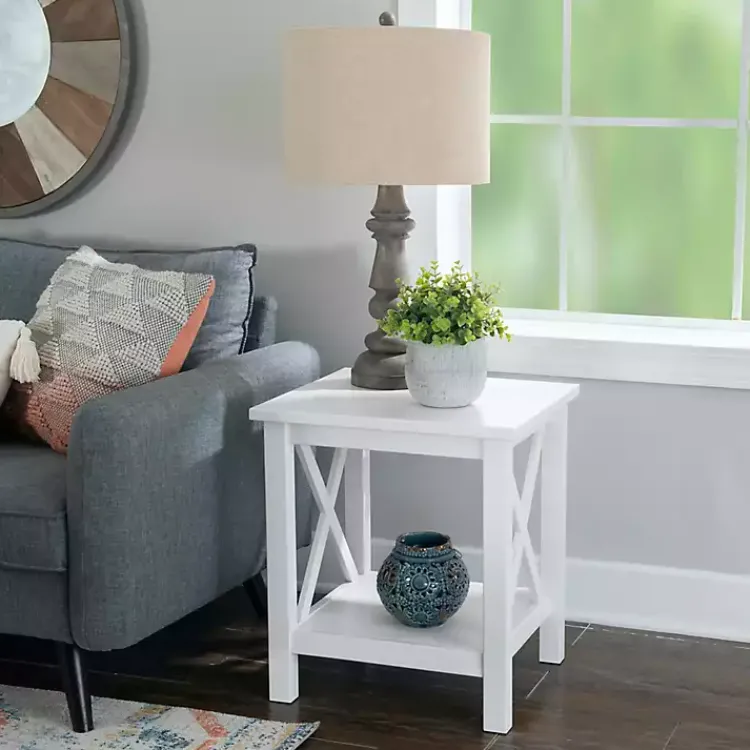 Accent & End Tables-Kirklands Home Antique White X Side Frame Accent Table
