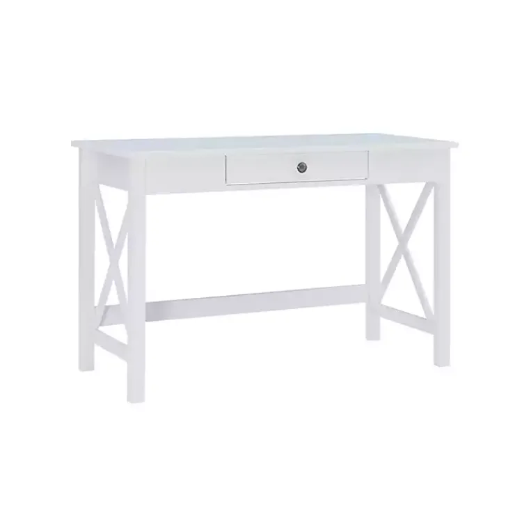 Office Furniture-Kirklands Home White Antique Pine X Frame Desk