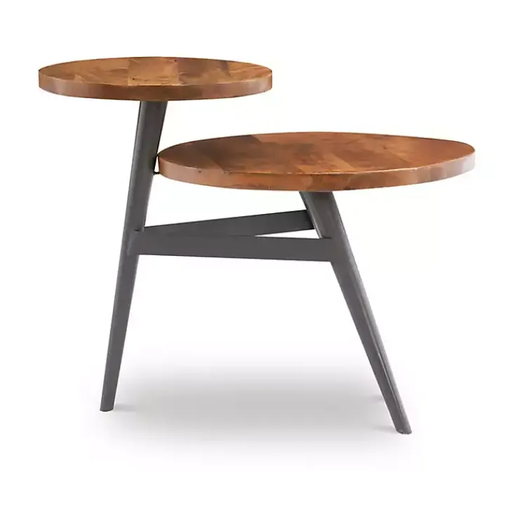 Accent & End Tables-Kirklands Home Industrial Two-Tiered Gunmetal Accent Table Brown
