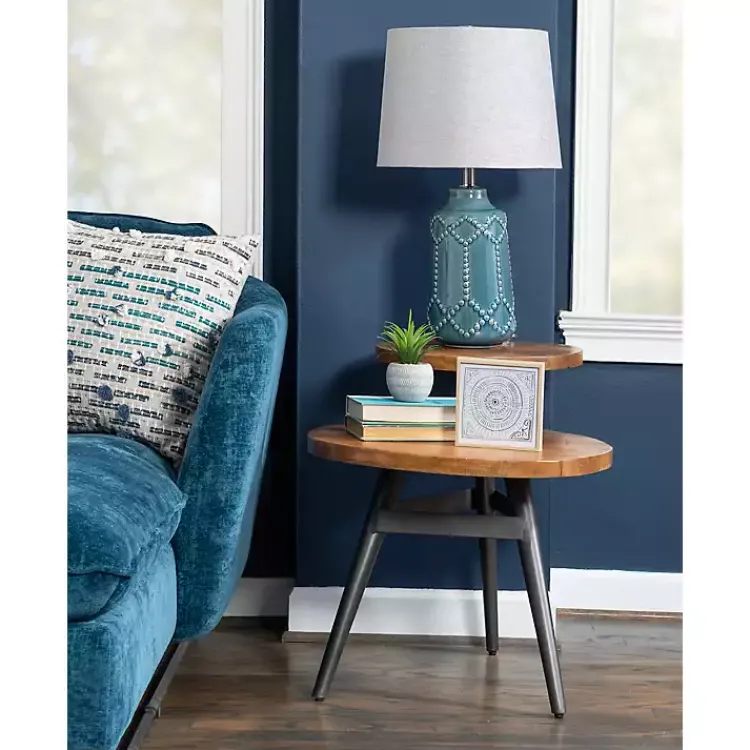 Accent & End Tables-Kirklands Home Industrial Two-Tiered Gunmetal Accent Table Brown