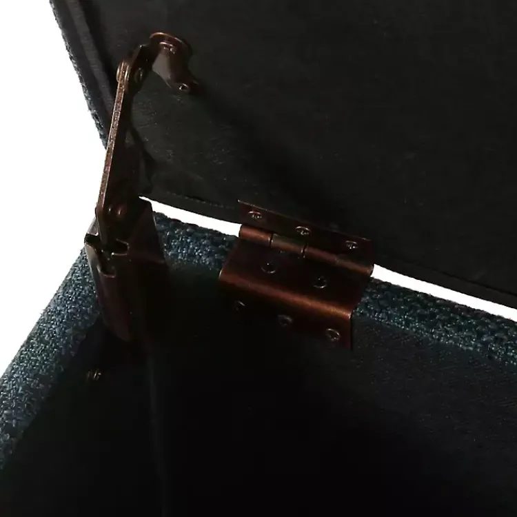 Benches & Ottomans-Kirklands Home Navy Tufted Upholstered Storage Ottoman Blue