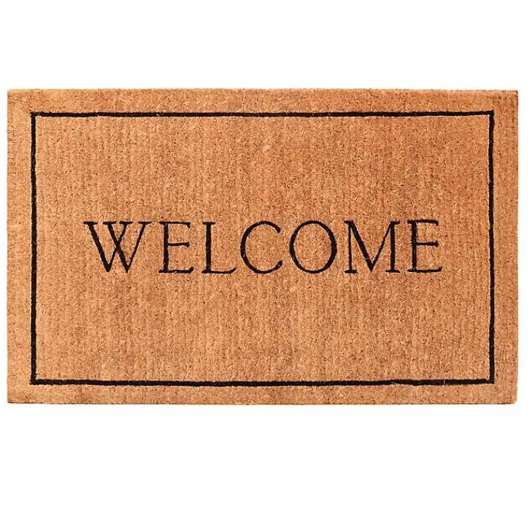 Doormats-Kirklands Home Natural and Black Welcome Doormat, 48x30 in.