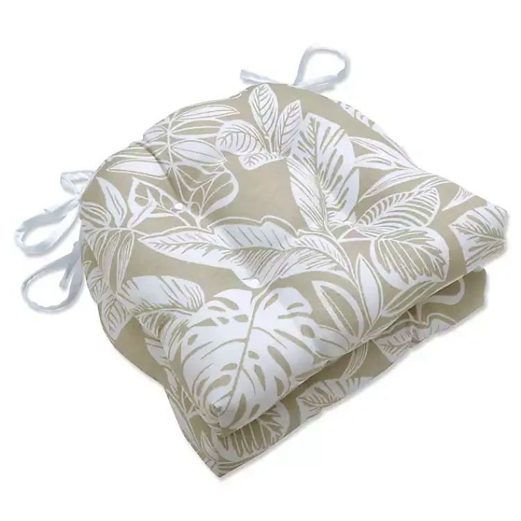 Outdoor Cushions & Pillows-Kirklands Home Natural Leaves Tufted 2-pc. Outdoor Chair Cushions