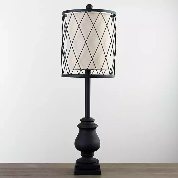Buffet Lamps-Kirklands Home Matte Buffet Lamp with Wire Shade Black