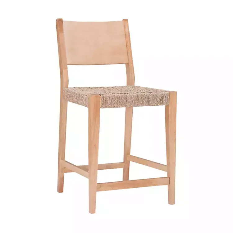 Bar Stools & Counter Height Stools-Kirklands Home Basketweave Seat Counter Stools, Set of 2 Tan