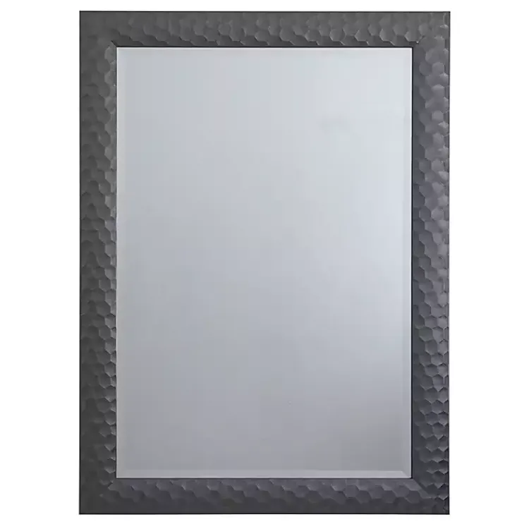 Decorative Mirrors-Kirklands Home Dark Gray Wood Framed Beveled Edge Wall Mirror