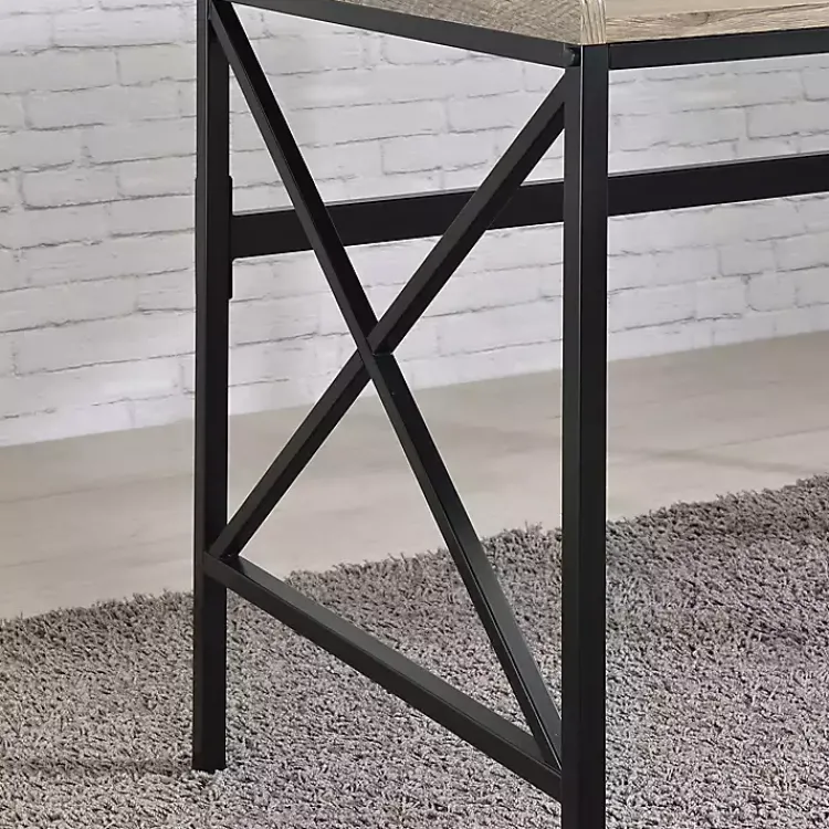 Office Furniture-Kirklands Home Gray Finish X Frame Wooden Hinged Top Desk