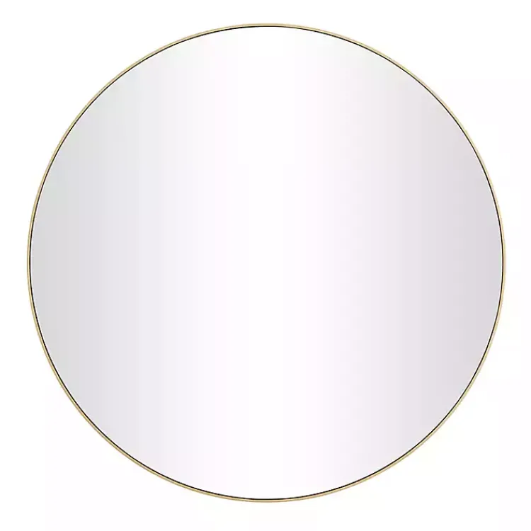 Decorative Mirrors-Kirklands Home Gold Wood Round Frame Mirror